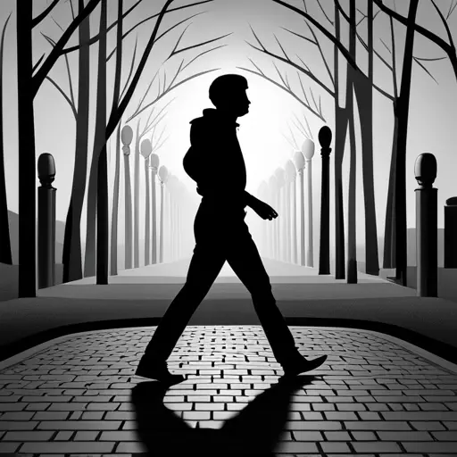An image showcasing a person's silhouette against a backdrop of winding footpaths, dotted with landmarks and distance markers